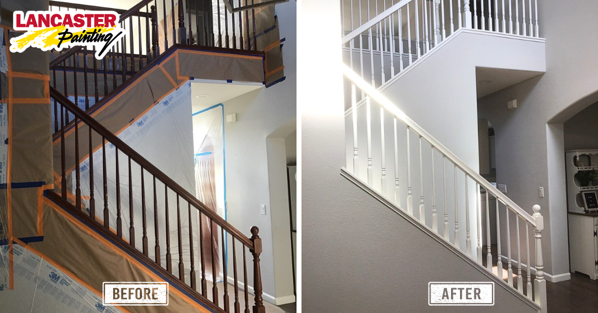 Interior Painting before and after staircase e